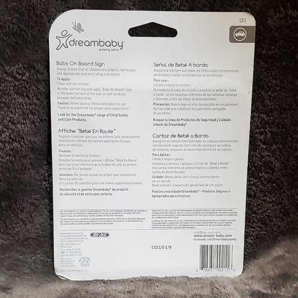 Dreambaby Baby On Board Sign - Baby Safety Awareness Warning Sign with Stopper - Picture 4 of 4